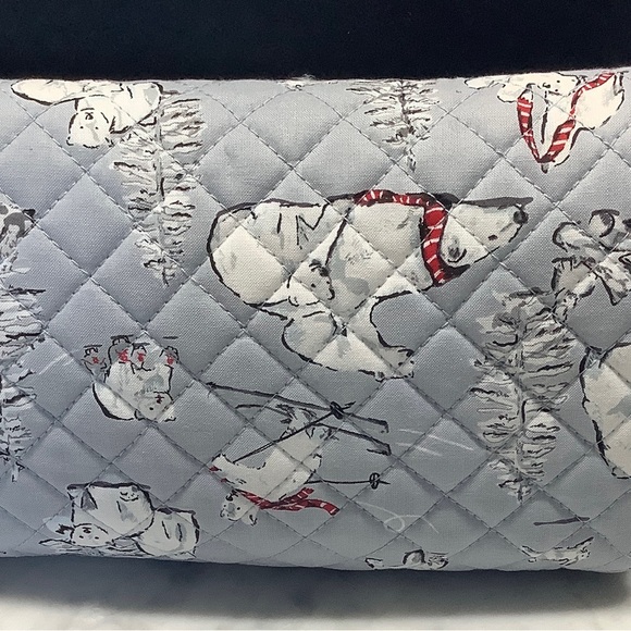 Vera Bradley Iconic Brush & Cosmetic Case Beary Merry Gray Travel NWOT - Picture 14 of 16